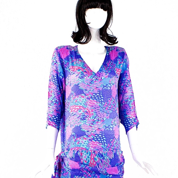 VTG 80's Chez Zvanni India SILK Dress - Picture 3 of 6